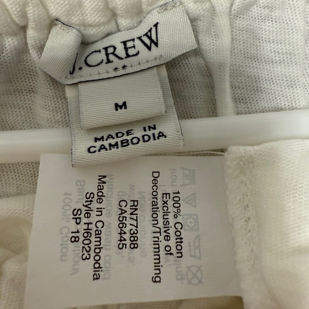 #5)  J. Crew Off-Shoulder 100% Cotton White Blouse with blue Embroidery - Picture 4 of 4